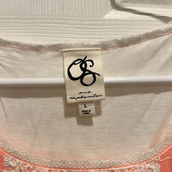 Anthropologie One September Large Lined Lace Embroidered Tank Top White Orange - Picture 3 of 7